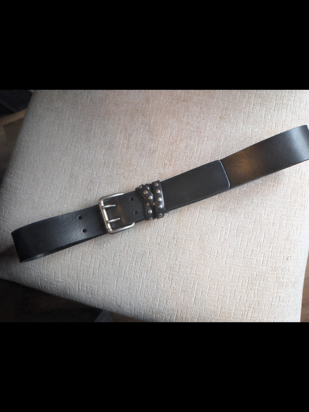 Banana Republic Black Leather Belt with Stud Detailing
